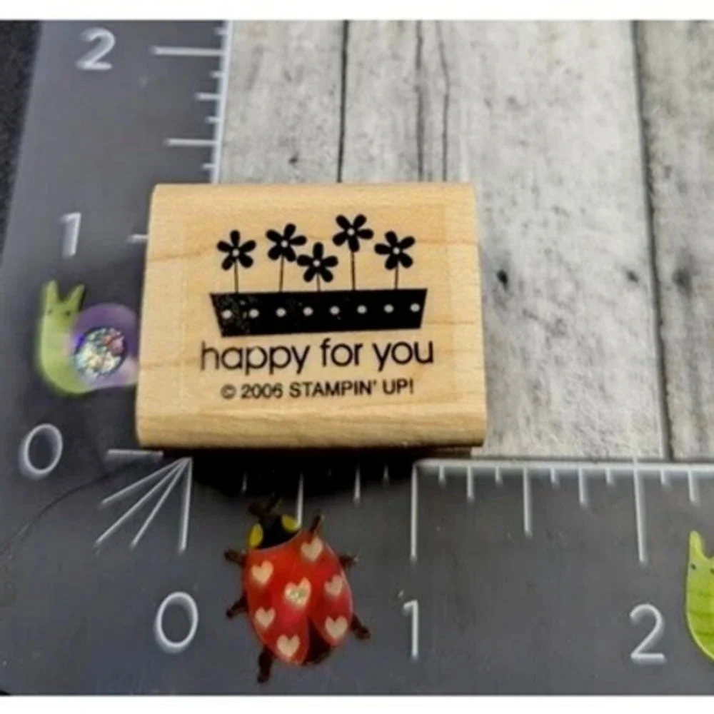 Stampin' Up! Happy For You Flower Box 2006 Rubber Stamp Wood #A117
